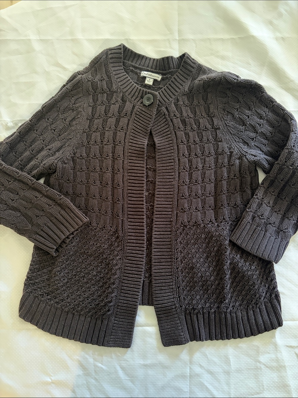 Croft & Barrow Black Textured Knit Cardigan